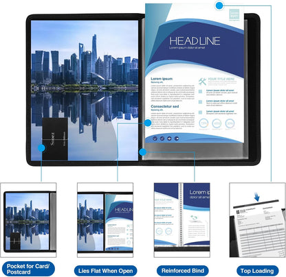 Sooez 30-Pocket Binder with Plastic Sleeves 8.5x11, Heavy Duty Art Portfolio Folder with Clear Sheet Protectors, Display 60 Pages, Presentation Book for Artwork, Document Organizer Binder - 4 Pack