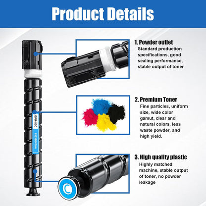 Toner Cartridge for Canon GPR-53 GPR 53 for ImageRunner Advance Advance iR-ADV C3325 C3330 C3525 C3530 C3025 High Yield (4 Color)