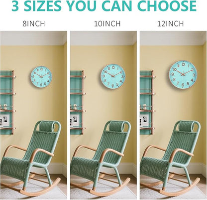 Wall Clocks Battery Operated, 12 Inch Non Ticking Digital Wall Clock, Silent Analog Clock for Bedroom Living Room Kitchen Office Gym Classroom, Large Number Clocks for Seniors Elderly, Blue