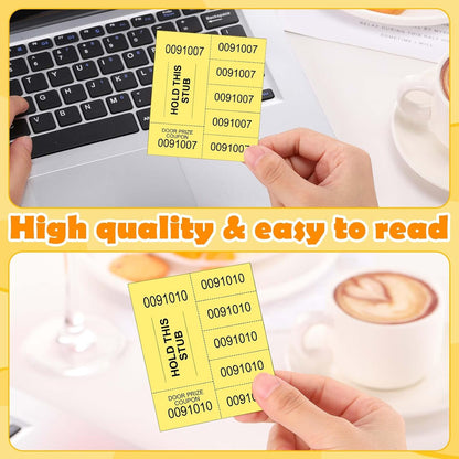 Kosiz 504 Sheets 5 Bid Raffle Ticket with Different Numbers Per Sheet Chinese Auction Tickets for Events Church Basket Auction Silent (Dark Yellow)