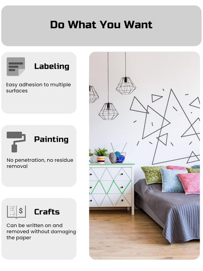 Lichamp Blue Painters Tape Bulk, 6 Pack 1.9 inch Wide by 55 Yards Paper Tape, Blue Tapes for Crafts Arts