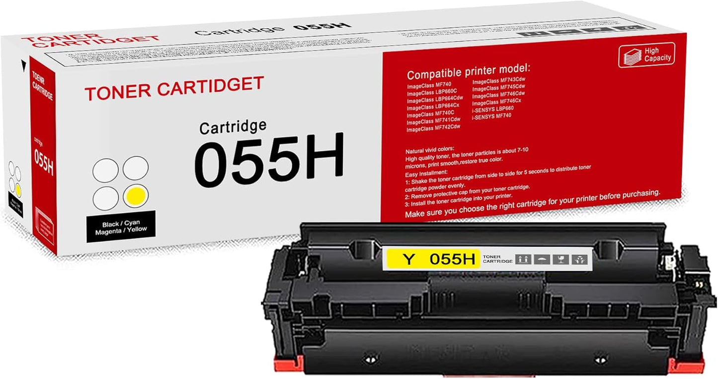 1 Pack 055H 3017C001 Yellow Whit chip Toner Cartridge: Compatible CRG 055H 3017C001 Replacement for Canon Color ImageClass MF740 LBP660C LBP664Cdw MF740C MF745Cdw i-SENSYS LBP660 MF740 Printer