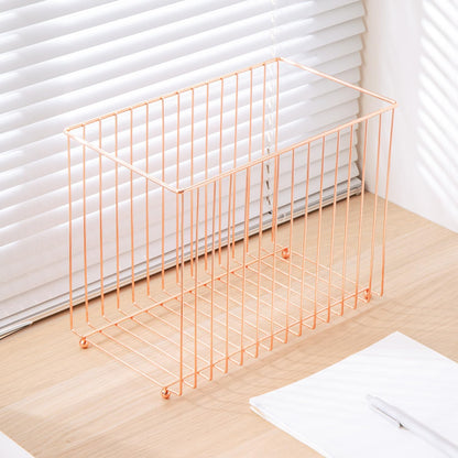 Y YOMA 1 Pack Rose Gold Desktop Hanging File Organizer | Letter Size Metal File Kit for Desk Home Office, I Shaped
