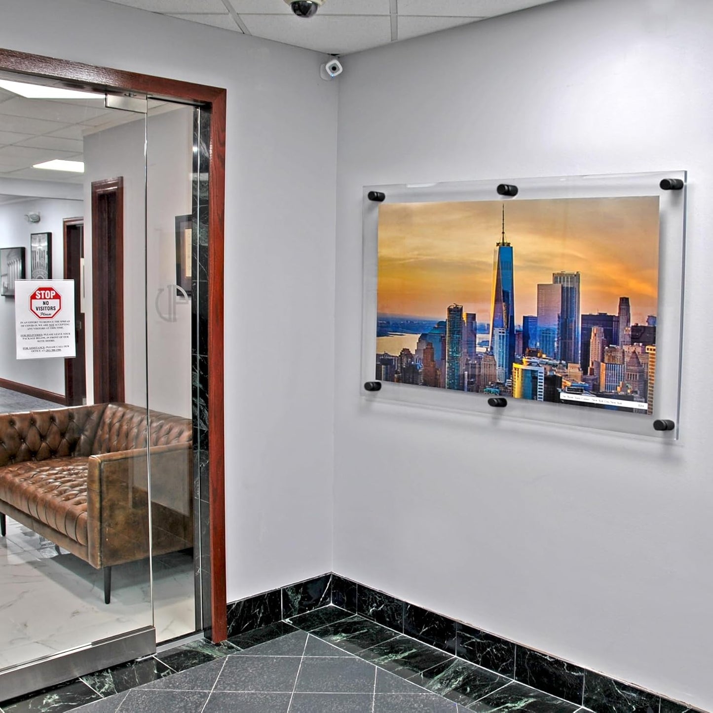 Azar Displays 105540-BLK Acrylic Floating Double Panel Wall Frame,30" x 40" Graphic Size, Overall Frame Size: 34" x 44", Black