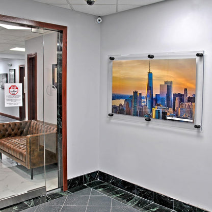 Azar Displays 105540-BLK Acrylic Floating Double Panel Wall Frame,30" x 40" Graphic Size, Overall Frame Size: 34" x 44", Black