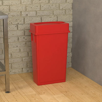 23 Gallon Red Slim Jim Trash Can with Drop Shot Lid