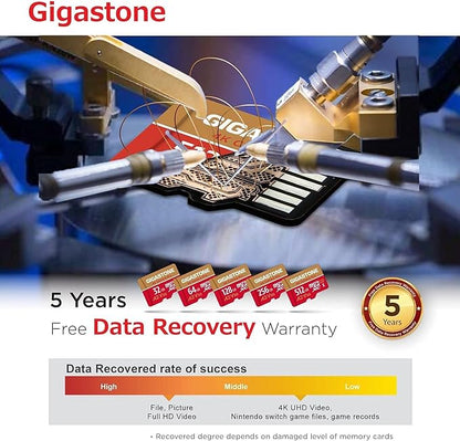 [5-Yrs Free Data Recovery] Gigastone 512GB Micro SD Card, 4K Camera Pro, A2 V30 UHS-I U3 C10, Up to 150/120MB/s, for Smartphone, GoPro, Action Cam, 4K UHD Video, with Adapter & USB-C Card Reader
