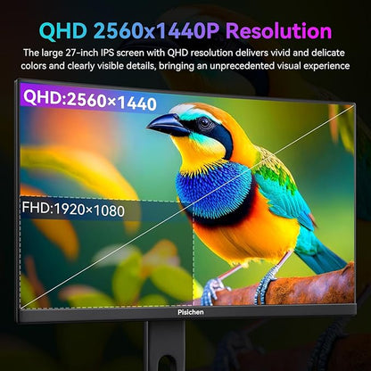 Curved 27 Inch Touchscreen Monitor, QHD 2K 2560x1440 85Hz Computer Monitor, 99% sRGB, Built-in Adaptive Sync, with Display Port HDMI, Eye Care, VESA
