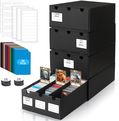 Trading Card Storage Box,18000+ Cardboard Storage Box with 60 Dividers,Label&Tapes for MTG Commander,TCG,PTCG (12000+ Card Box)