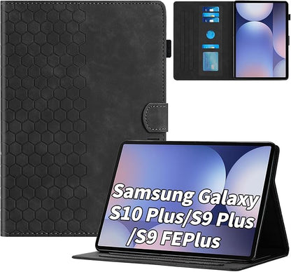 Case for Samsung Galaxy Tab S10 Plus 2024/ S9 FE Plus 5G 12.4 Inch 2023, Multi-Angle Viewing Smart Stand with Pocket Auto Wake/Sleep PU Leather Tablet Cases Flip Folio Cover Black
