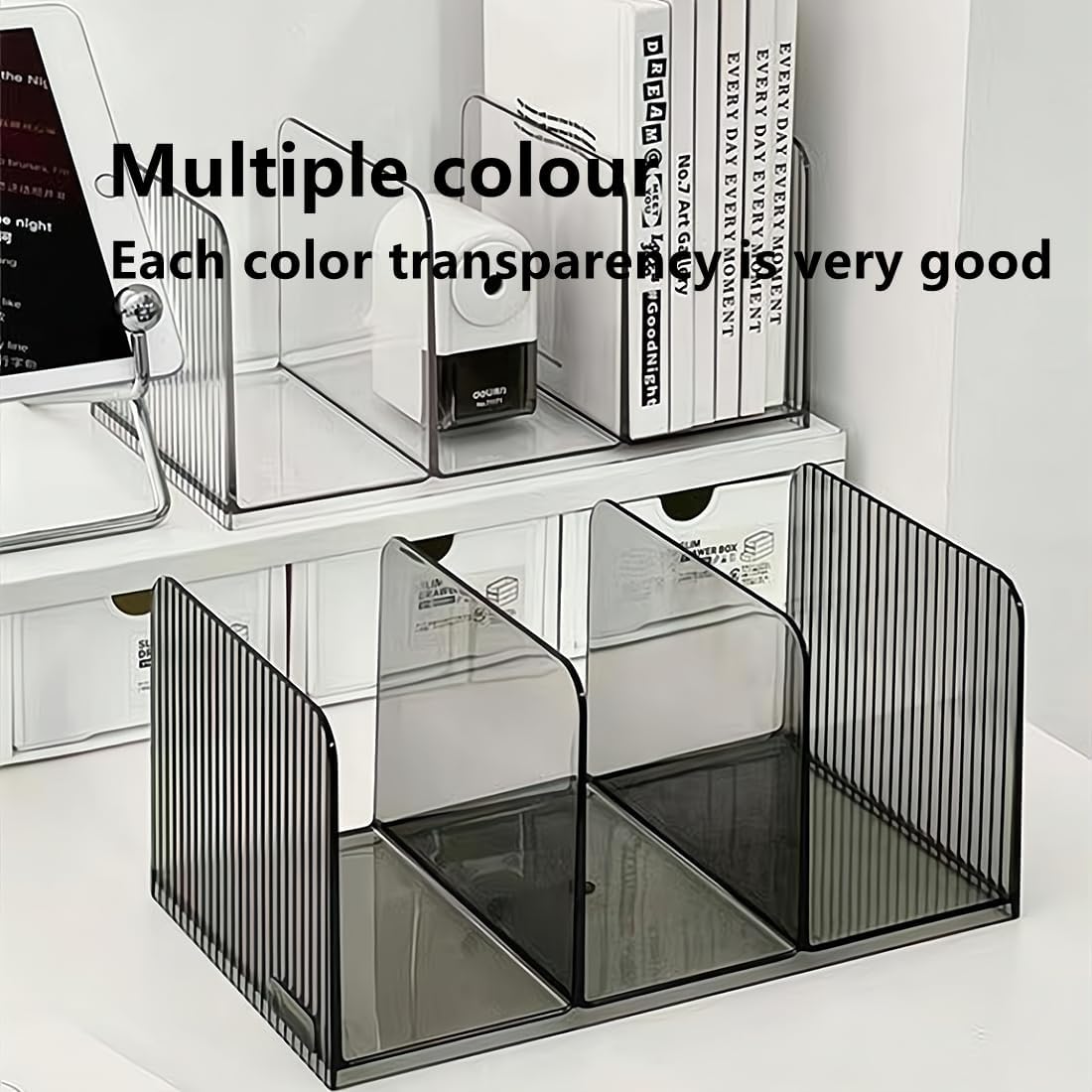 Acrylic Desk File Organizer,Office desktop Folder Mail Organizer,Letter Book record Magazine Holder (gray 2 Pack)