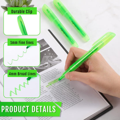 Fuutreo 60 Pack Pastel Highlighters Bulk Bright Color Highlighter Marker Chisel Tip Dry Quickly Safe Highlighter Pens Fluorescent Ink for Adults Home School Office(Green)