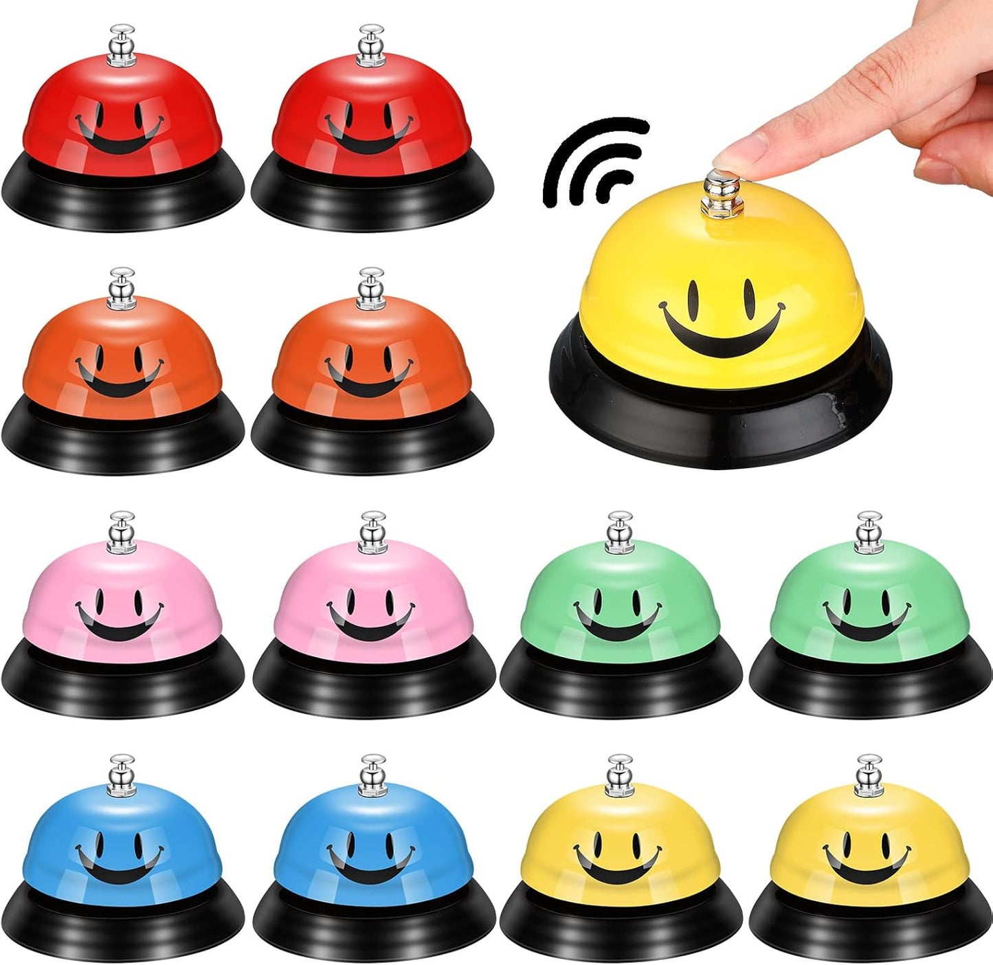 12 Pcs Call Bell Service Bell 3 Inch Diameter Desk Bell Dinner Bell Anti Rust Classroom Bell Counter Bell Ring for Service Metal Dining Bell for Counter Restaurant Hotel Table Kitchen Bar