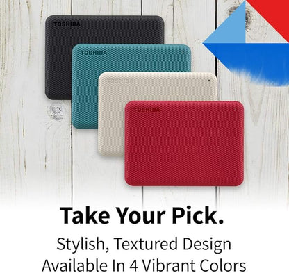 Toshiba Canvio Advance 2TB Portable External Hard Drive USB 3.0, Red - HDTCA20XR3AA