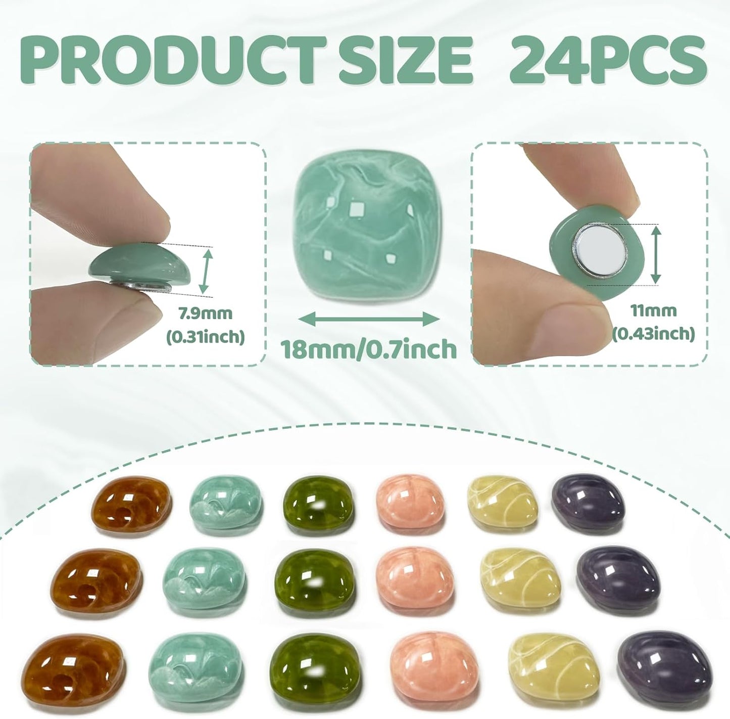 Qualsen Fridge Magnets, Colorful Decorative Cute Refrigerator Magnets for Whiteboard, Locker, Kitchen, Office, Classroom（24 Pcs）