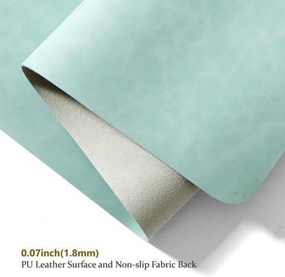 Distressed Leather Desk Mat - Non-Slip PU Desk Pad for Office and Home - Desk Organization and Accessories - Ideal for Large Mouse Pad and Desk Mats on Top of Desks(Mint Green,36"x 17")
