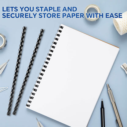 MYFULLY 100 Pack 21 Ring Plastic Comb Binding Spines | 1/4 Inch Diameter, 20 Sheet Capacity, A4, Black Binding Comb (1/4" (20 Sheet Capacity))