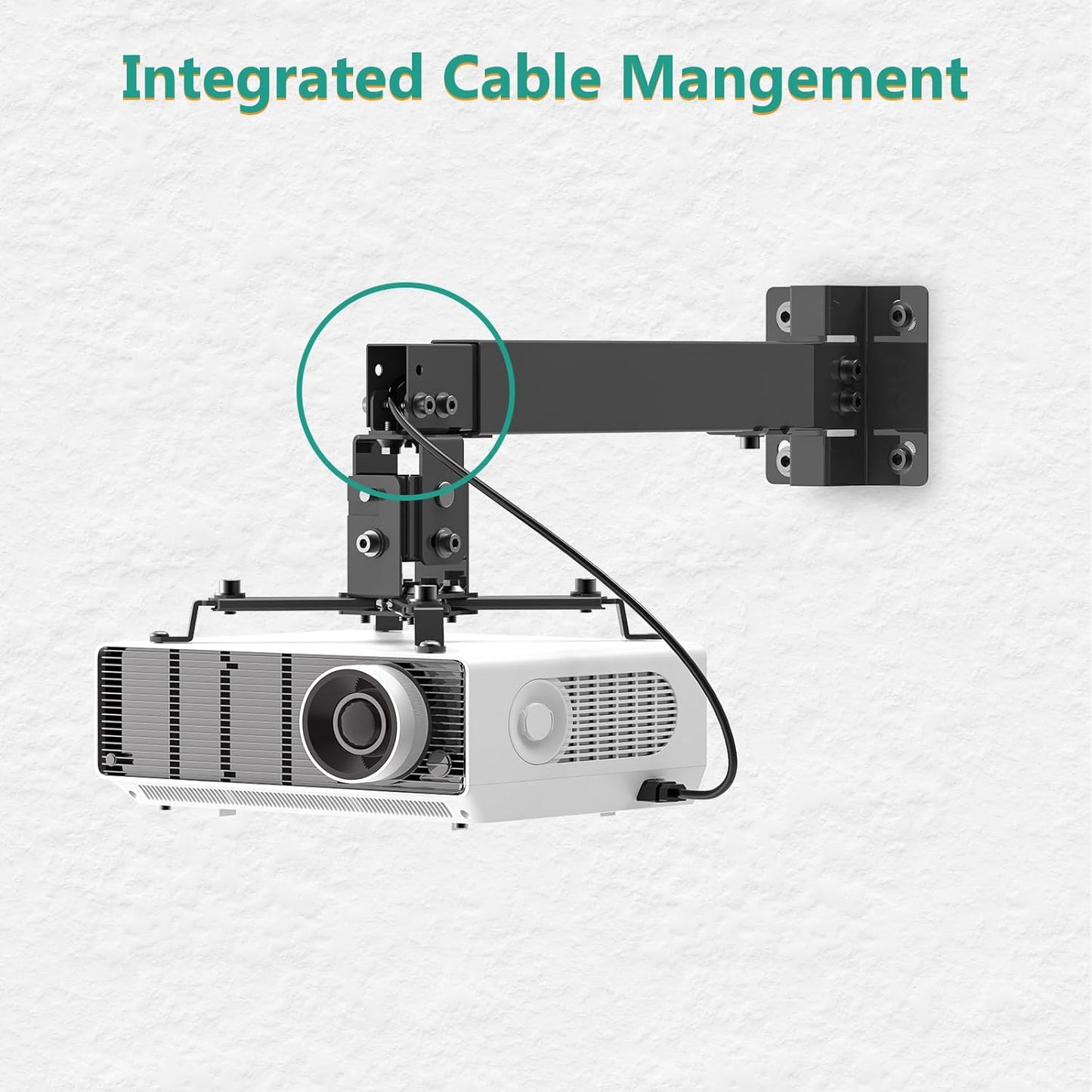 WALI Projector Ceiling or Wall Mount, Universal Height Adjustable Mount Holder with Extension Pole for LCD/DLP Projectors, Hold up to 44lbs (PM-003-B), Black