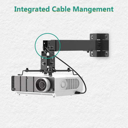 WALI Projector Ceiling or Wall Mount, Universal Height Adjustable Mount Holder with Extension Pole for LCD/DLP Projectors, Hold up to 44lbs (PM-003-B), Black