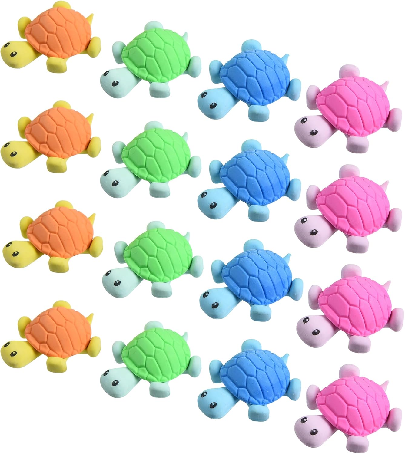 16 Pcs Cute Turtle Pencil Erasers for Kids, Novelty Rubber Turtle Desk Pet Erasers for Classroom Favors Party Supplies