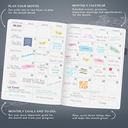 Legend Planner PRO Hourly Schedule - Weekly & Daily Organizer with Time Slots. Appointment Book Journal for Work & Personal, A4 (Mystic Grey)