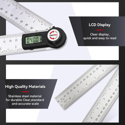 GemRed 82305 Digital Angle Finder Protractor (Stainless steel 300mm)