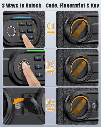 Uniclife 71 Position Key Box, Wall Mount Key Lock Box with Code and Key Lock, Fingerprint Key Cabinet with Anti-Theft Key Drop Slot & Keypad, Keys Safe for Office Hotel & Company