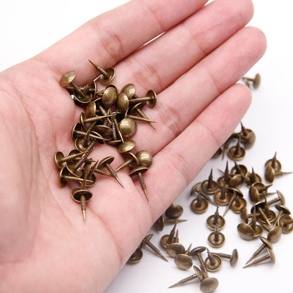 Piutouyar Bronze Upholstery Tacks, Decorative Tack, Furniture Tacks Pins 8mm x 15mm / 0.31 Inch x 0.6 Inch, Upholstery Nails for Sofa, Door, Jewelry Box(100Pcs)