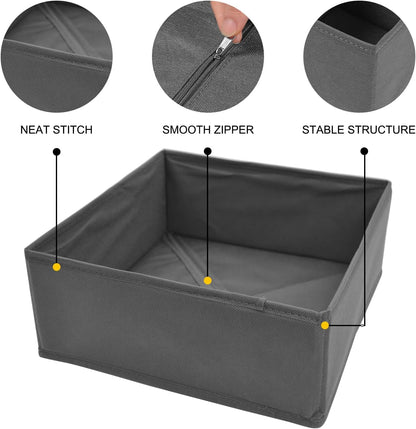 6 Pack Drawer Organizers for Clothing,Fabric Foldable Closet Organizers and Storage Dresser Drawer Dividers Storage Basket Bins for Clothes,Socks,Scarves,Ties,Underwear,Towels