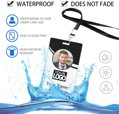 Custom Id Badge, Personalized Employee Photo Identification Card with Lanyard, Durable ID Card for Office Worker Doctor Nurse Student-Vertical-Template2