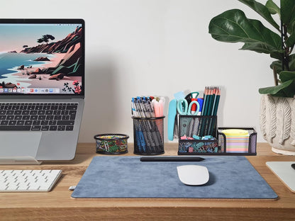 Mesh Desk Organizer, Set of 3 Pen Holder Office Desk Accessories with Pencil Holder Sticky Note Holder, Pencil Cup and Paperclips Cup