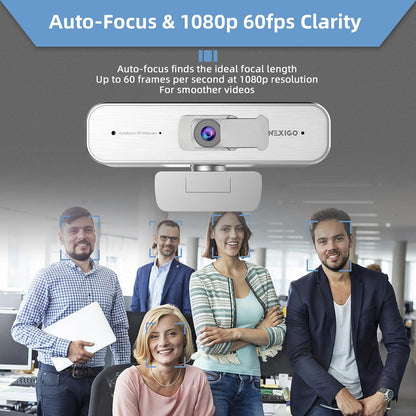 NexiGo N940P 2K Zoomable Webcam with Remote and Software Controls | Sony Starvis Sensor | 1080P@60FPS | 3X Zoom | Dual Stereo Microphone, for Zoom/Skype/Teams/Webex (Silver)