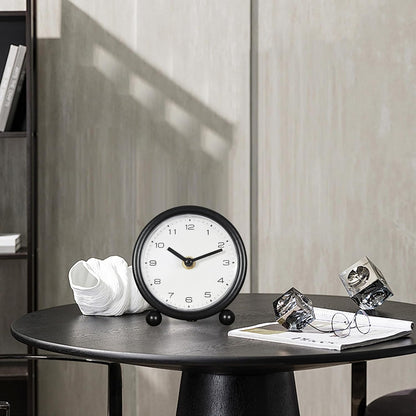 5.1" Desk Clock,Small Retro Desk Clock Battery Operated,Slient Metal Table Clock with Classical for Living Room Decor,Bedroom,Bedside (Black)