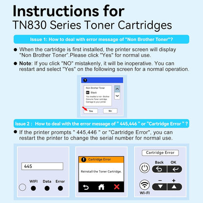 LEMERO UEXPECT Compatible for TN830XL Toner for Brother Printer Replacement for TN830XL TN 830XL TN-830XL Toner use with HL-L2460DW DCP-L2640DW HL-L2405W MFC-L2820DW HL-L2400D HL-L2480DW(Black,2 Pack)