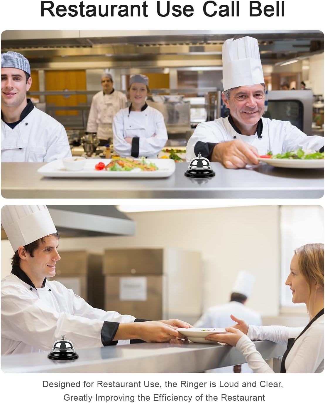 Desk Bell 2 Pack 3.35 Inch Desk Service Bell with Sturdy Metal Build and Loud Clear Sound, Classic Ring Bell for Hotel Reception, Classroom, Restaurant, Office, Kitchen, Home, Silver