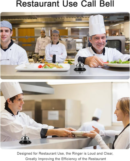 Desk Bell 2 Pack 3.35 Inch Desk Service Bell with Sturdy Metal Build and Loud Clear Sound, Classic Ring Bell for Hotel Reception, Classroom, Restaurant, Office, Kitchen, Home, Silver