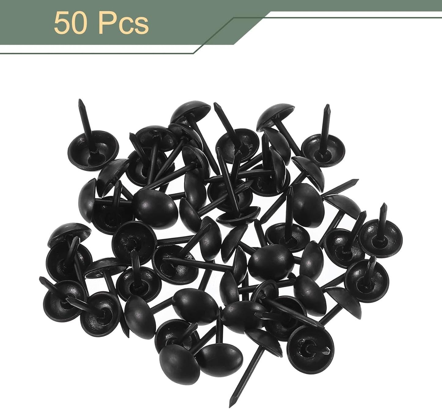 uxcell 50 Pcs Upholstery Tacks, 7 x 13mm Round Head Upholstery Nails Pins Vintage Decorative Furniture Tacks for Chairs Sofas Beds DIY Project, Black