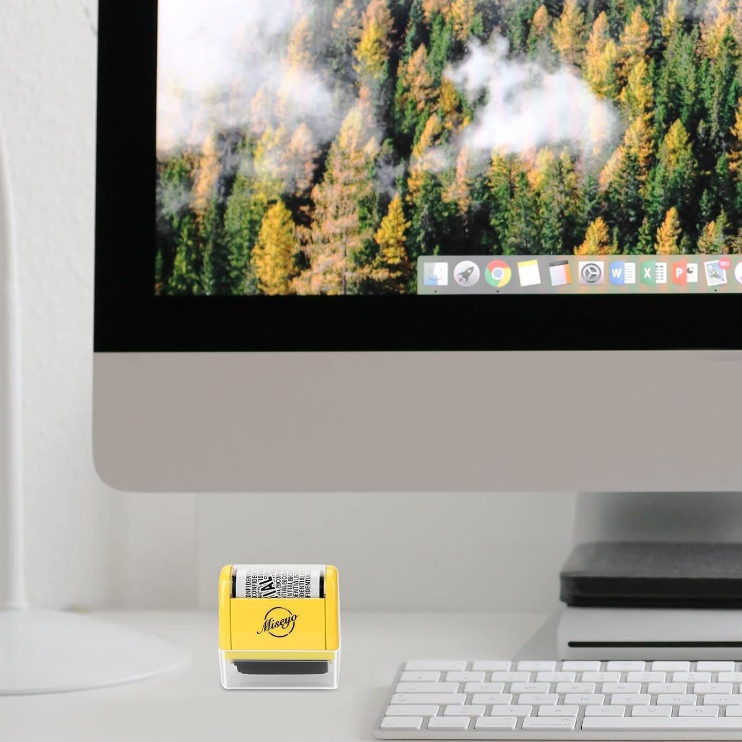 Miseyo Identity Theft Protection Roller Stamp Set - Yellow (6 Refill Ink Incleded)