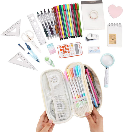 Dugio Big Pencil Case for Girls Organizer Pencil Bag with Zipper Pencil Pouch for School Teens Kids Aesthetic Large Pencil Pouch Green