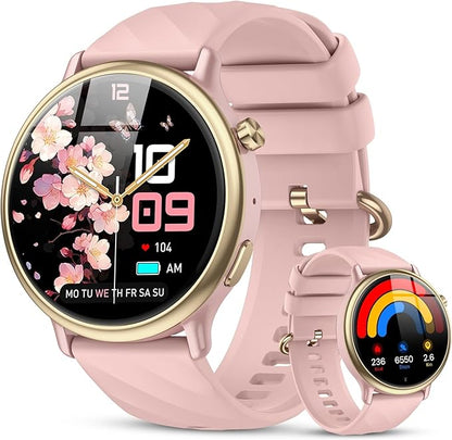 Smart Watch for Women Fitness Tracker: Waterproof Digital Mens Watches Make Answer Call Smartwatch for Android Phone iPhone Samsung Compatible Step Running Pedometer Sleep SpO2 Heart Rate Monitor