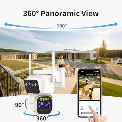 Triple-Lens Solar Security Cameras Wireless Outdoor,360°PTZ Cameras for Home Security with 10x Hybrid Zoom,5G/2.4G WiFi,No Month Fee,PIR Alarm,Full Color Night Vision, Two-Way Audio,IP65