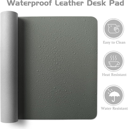 Aothia Leather Desk Pad Protector, Office Desk Mat, Large Mouse Pad, Laptop Desk Pad, Non-Slip PU Leather Desk Blotter, Waterproof Desk Writing Pad for Office and Home (Jungle Green, 47" x 17")