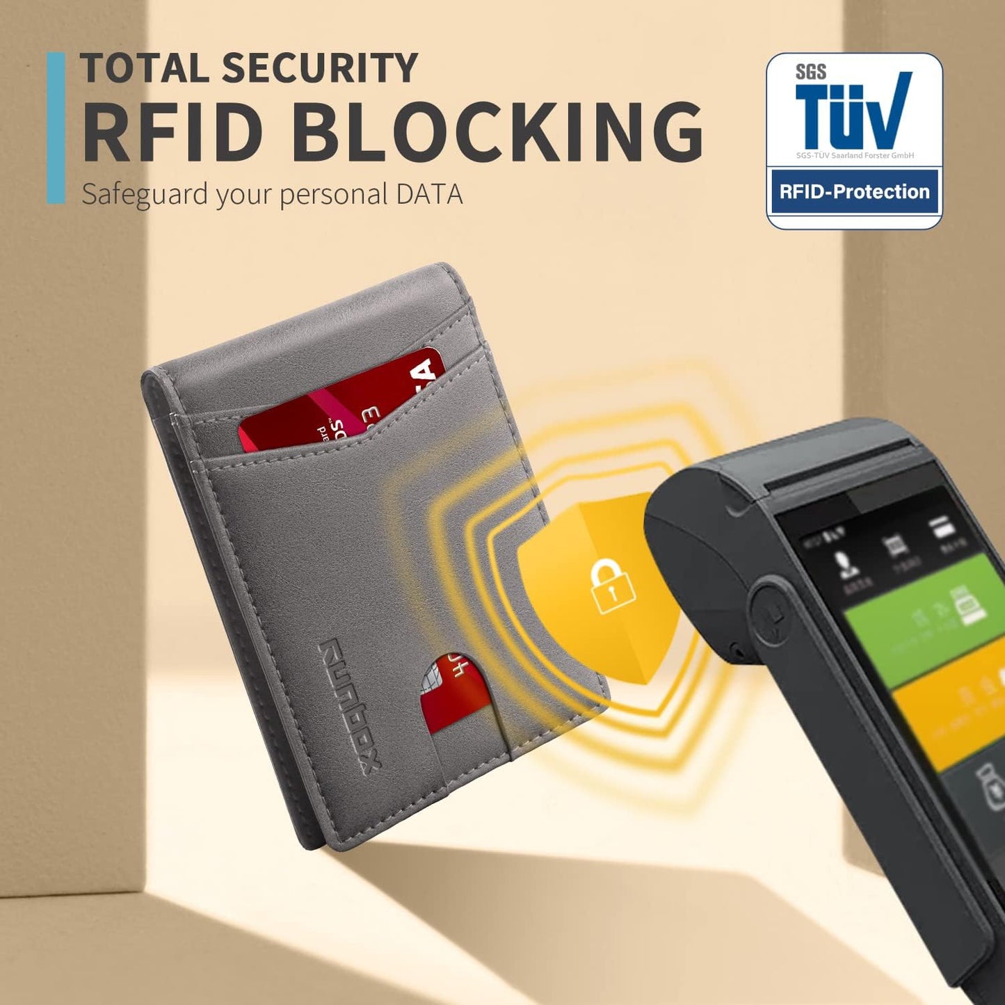 RUNBOX Wallet for Men Slim Rfid Leather 2 ID Window With Gift Box