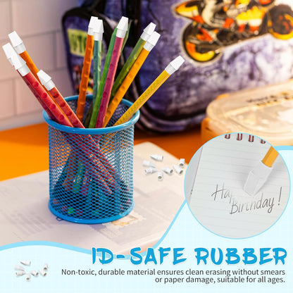 PRALB 400PCS White Pencil Top Eraser, Cap Erasers Toppers for Pencils, Pencil Eraser Caps for School Supplies, Classroom, Office, Party Favors & Games Prizes