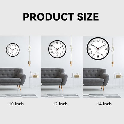 AKCISOT Atomic 14 Inch Wall Clock Analog Clocks for Indoor Kitchen, Battery Operated Clock for Bedroom Office Classroom Living Room(Black)
