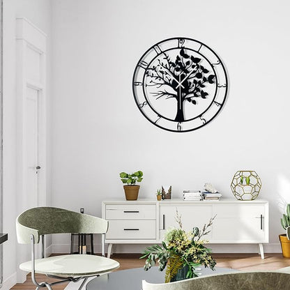 16inch/40cm Tree of Life Large Wall Clocks for Living Room Decor,Bedroom,Battery Operated,Metal,Decorative Analog,Silent,Non Ticking Big Wall Clock(Tree of Life, 16 inches)