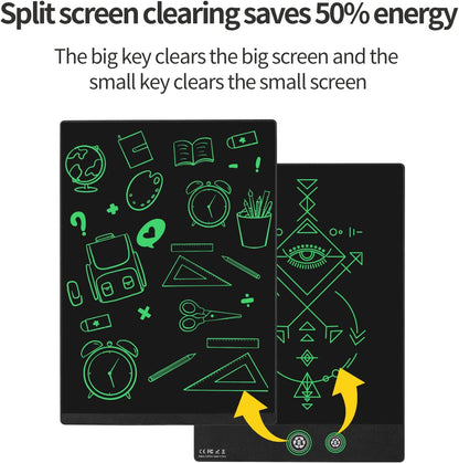 LCD Writing Tablet, 11.5in Double Display Erasable Reusable Electronic Drawing Pads, Electronic scratchpad for Kids and Adults Black