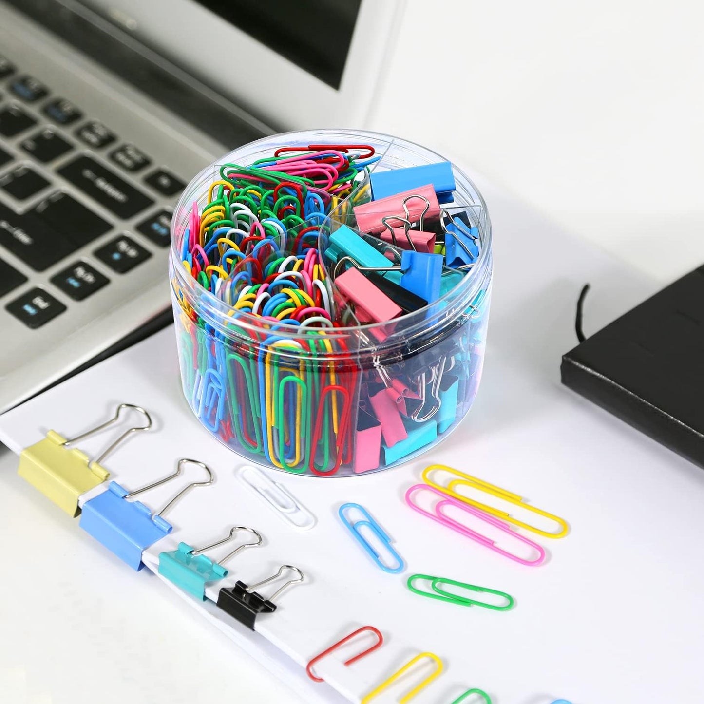 Paper Clips Binder Clips, 340PCS Paper Clips and Binder Clips Assorted Sizes, Colored Paperclips Large Medium and Small, Binder Clip and Paperclips Set for Home School Office Supplies