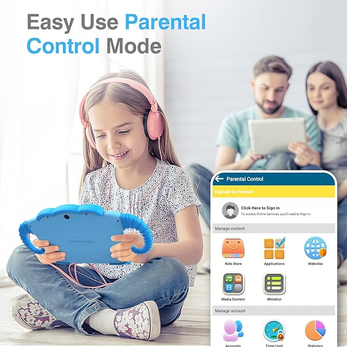 Kids Tablet 7IN Toddler Tablets for Kids 3-7, Tablet for Toddlers Learning 32GB with Touch Screen Educational Games, GMS, Parent Controls, WiFi Edition Tablets for Child Boy Girl (Blue)
