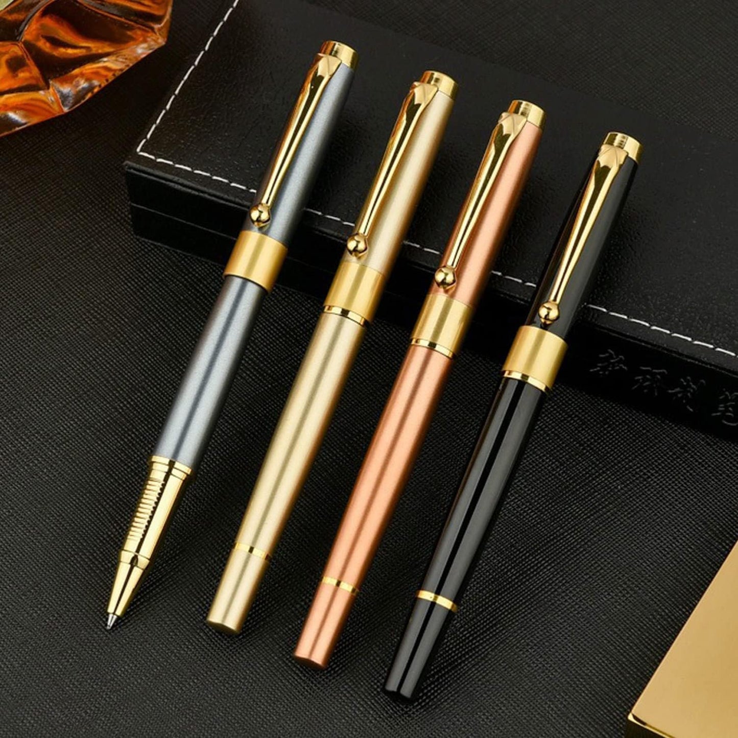 YIVONKA Ballpoint Pen Black Refill,Luxury Ballpoint Line width 0.5mm,Best Ball Pen Gift Set for Men & Women Professional Executive,Office,Nice BallPens Classy Gift Box (Gold)